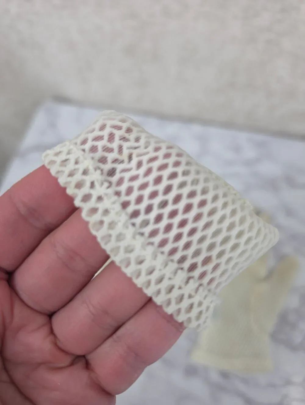 Vintage Japan Off White Mesh Fishnet Gloves